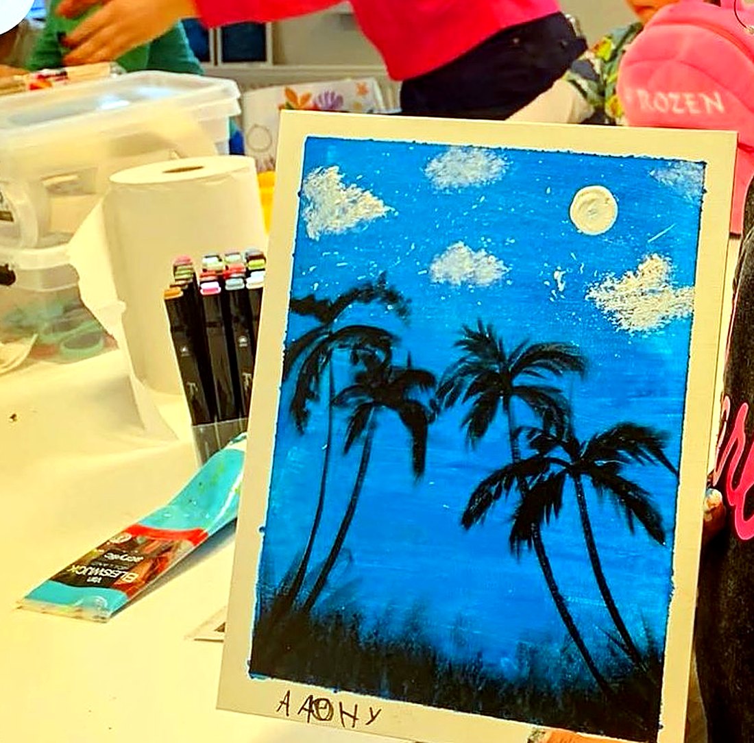 Palm-tree night canvas