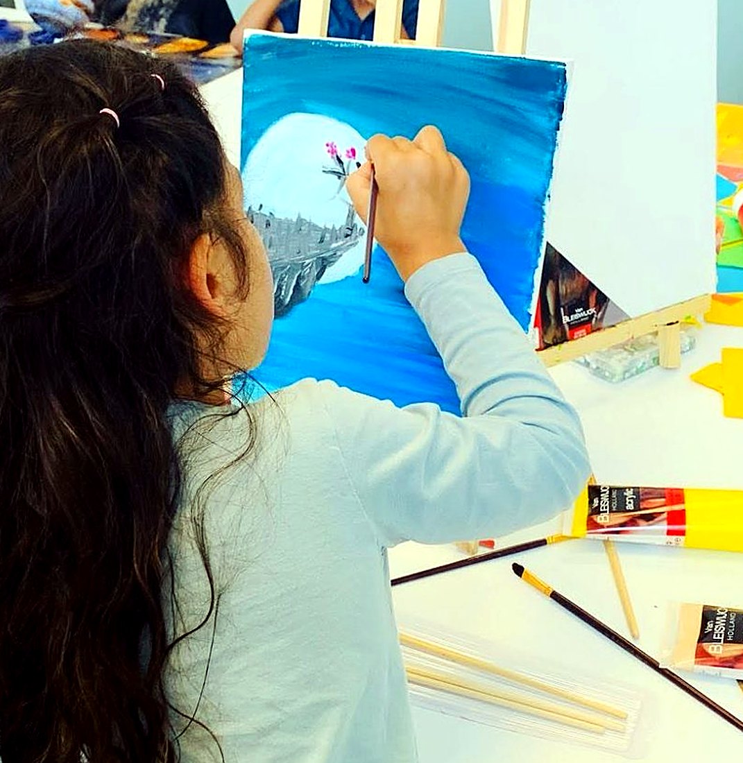 Painting at the easel