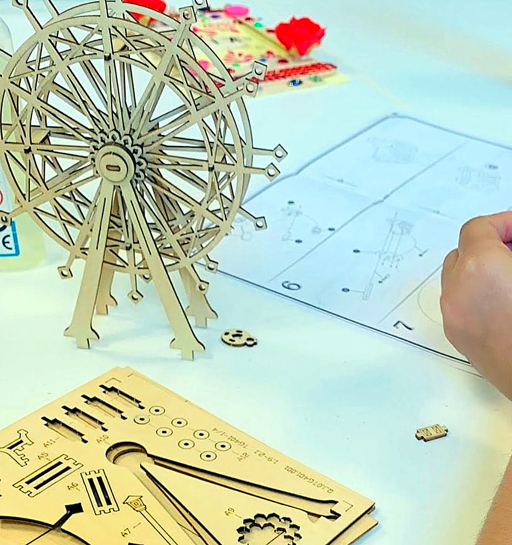Wooden Ferris wheel, built by the kids