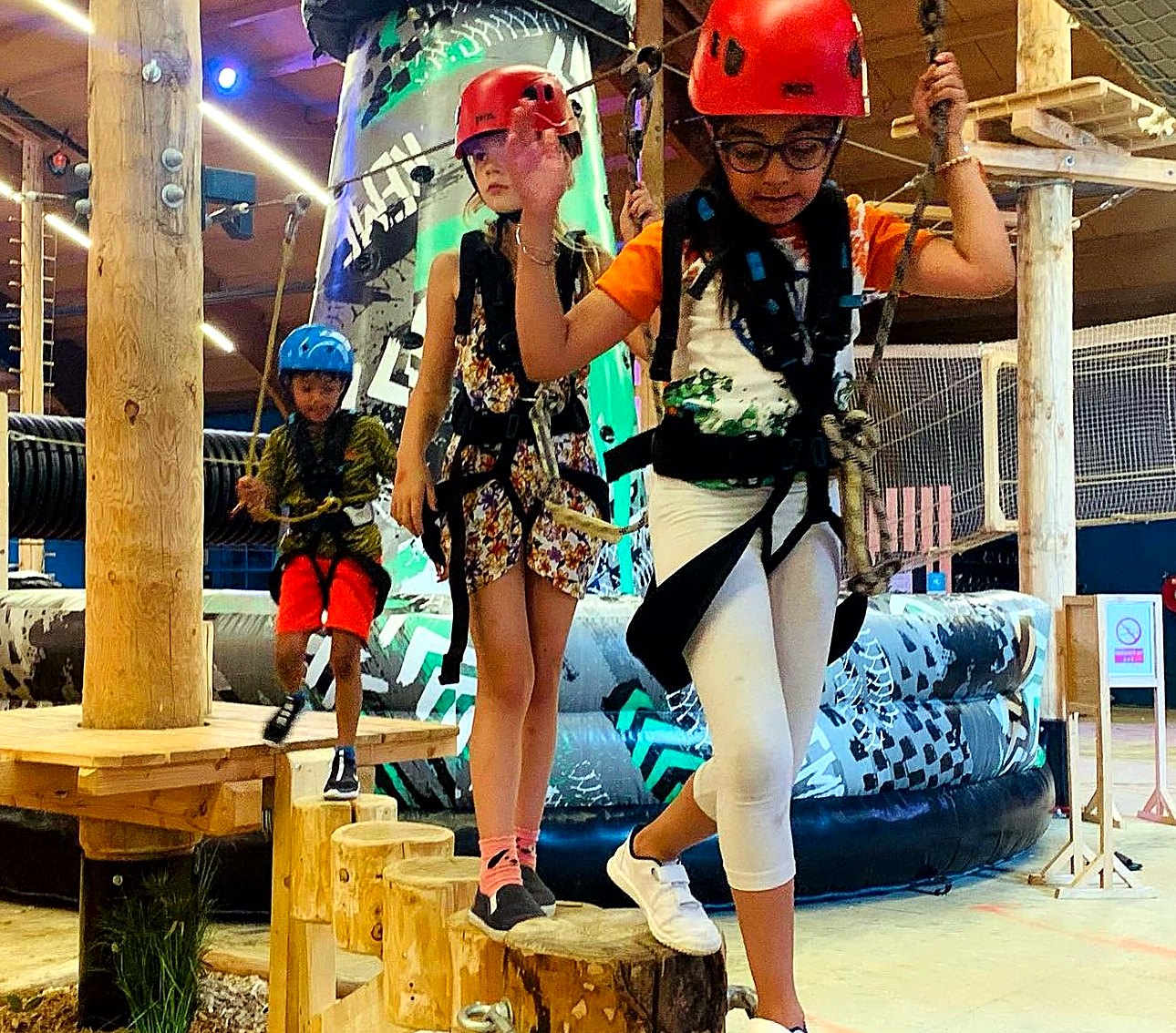 Helmets on at the climbing park