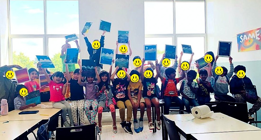 You are rockstars! A full class with their paintings
