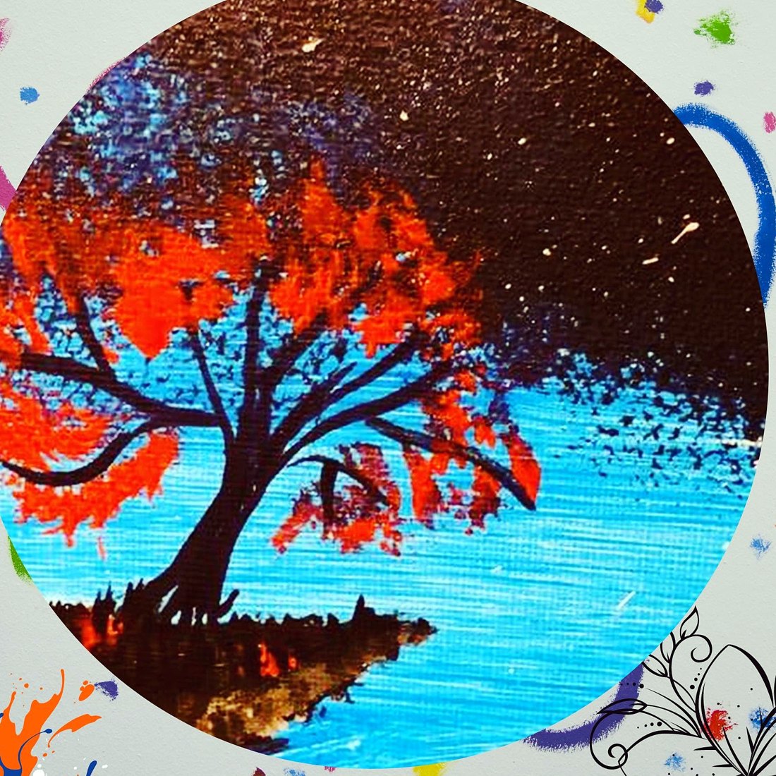 Autumn tree in a circle